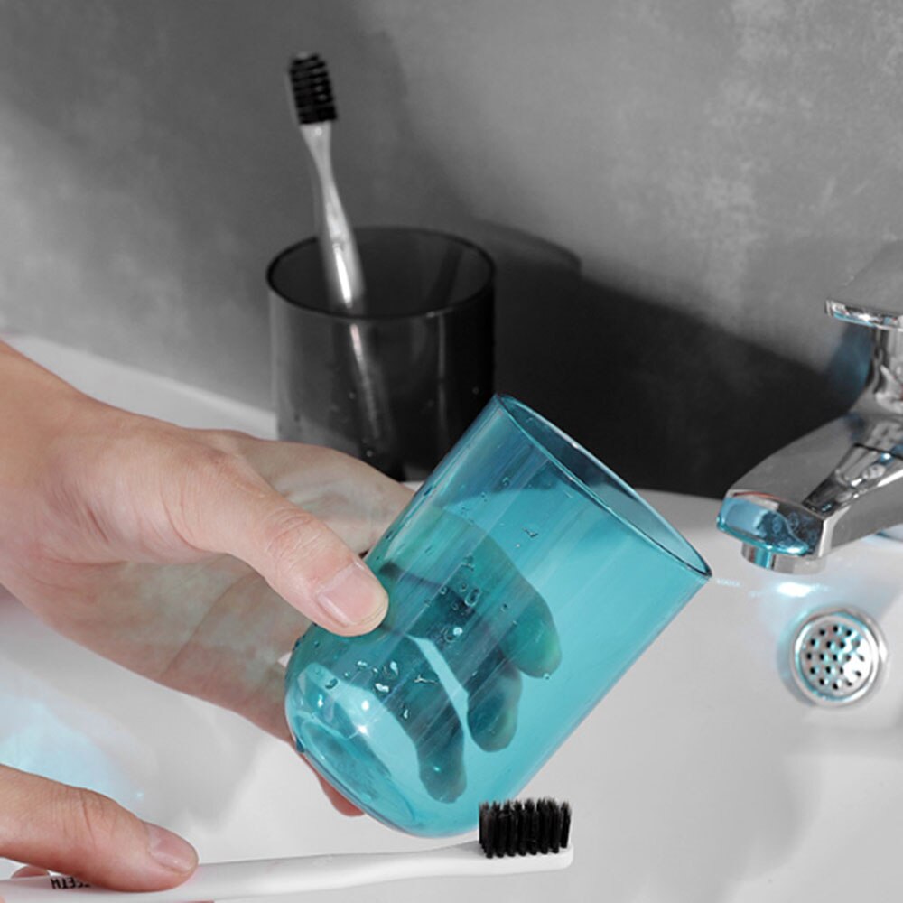 Gennemsigtigt badeværelse vaskekop husstand plastik klare tandbørste kopper mundskyl krus par kop