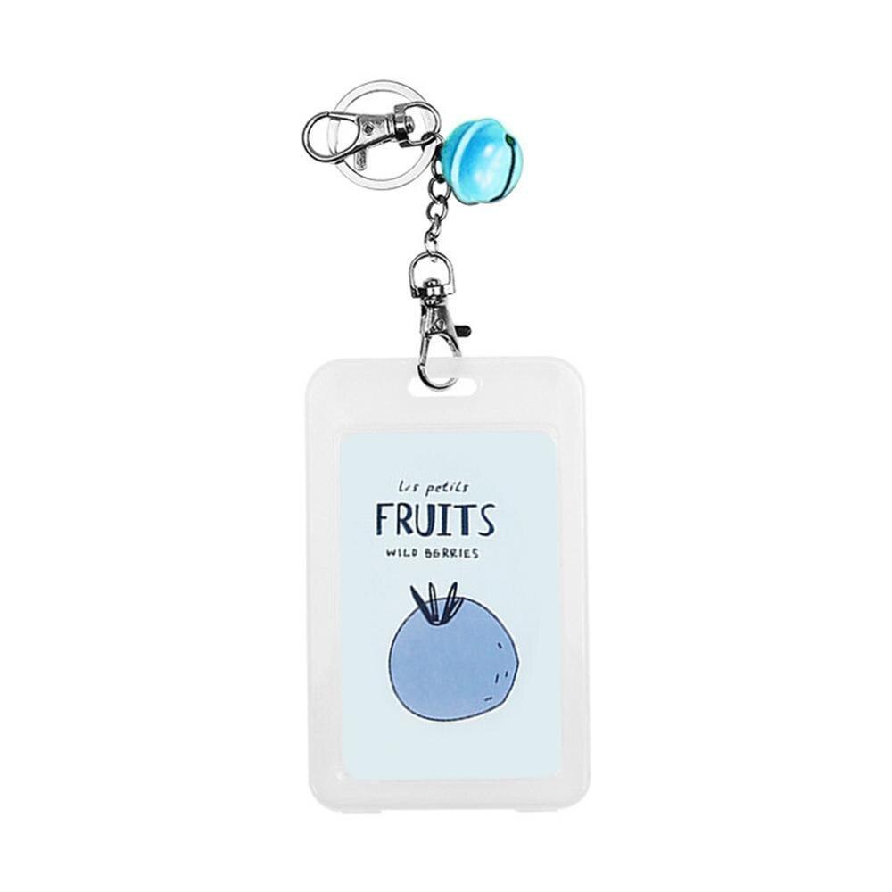 1PC Card Cover with Keyring Chain Card Bag Card Card Holder Bus Pass Plastic Cute Credit ID Cartoon Holder Student K5I9: Mangosteen