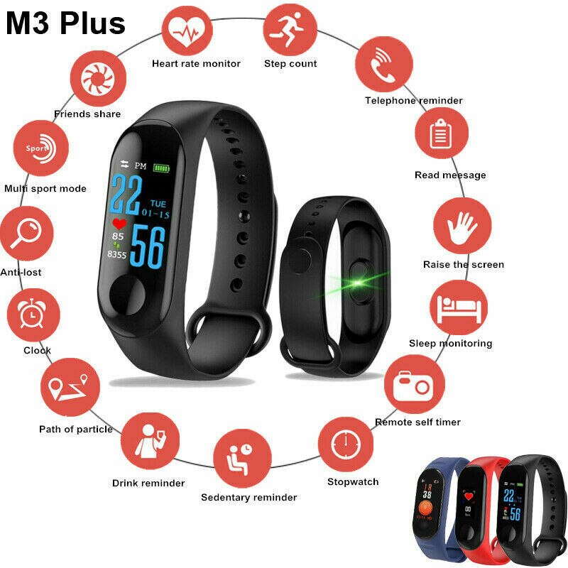 M3 Plus Smart Polsband Smart Armband Fitness Tracker M3plus Smart Band Hartslag Activiteit Armband Sport Smart Horloge Band