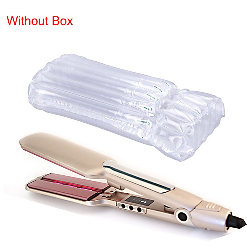 Wide Plates Infrared Hair Straightener Curler Ceramic Flat Iron Hair Straightening Curling Irons Styling Tool: gold without box / UK