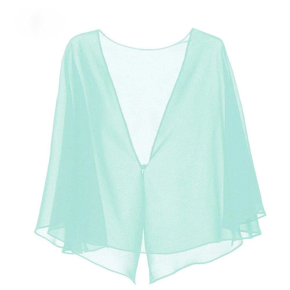 Vrouwen Chiffon Bolero Bridal Jacket Wedding Wraps Cape Avond Party Jurk Mantel Zomerjurk Uit Jas: green