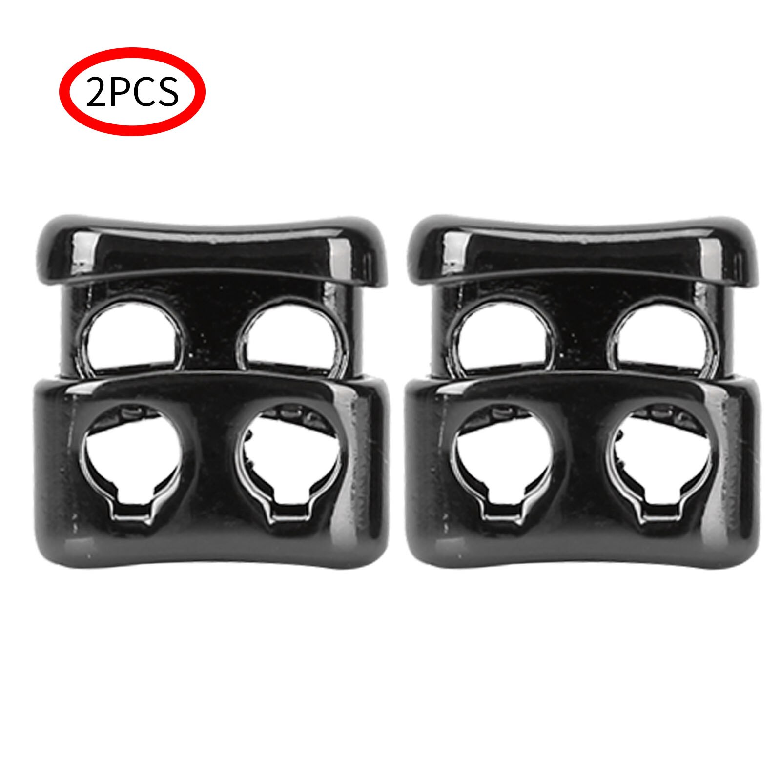 2Pcs Metal Cord Locks Bucket Shape Rope Ends Buttons Drawstring Toggles 2 Holes Lanyard Shoelace Fasteners DIY Paracord Stopper: Light Black
