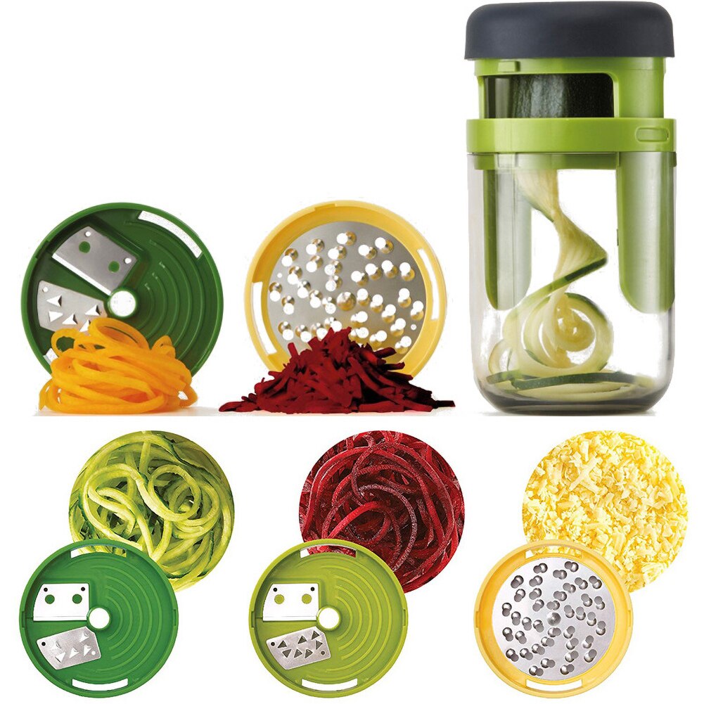 Râpe en spirale pour légumes et concombres | 3 en 1 à main, carotte concombre coupe-légumes, trancheur de fruits,