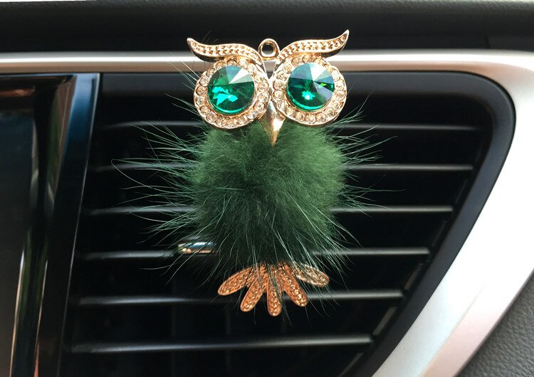 1Pcs Crystal Owl Car Air Freshener Auto Outlet Perfume Clip Interior Accessories Car-styling Vent Solid Fragrance Diffuser: Green