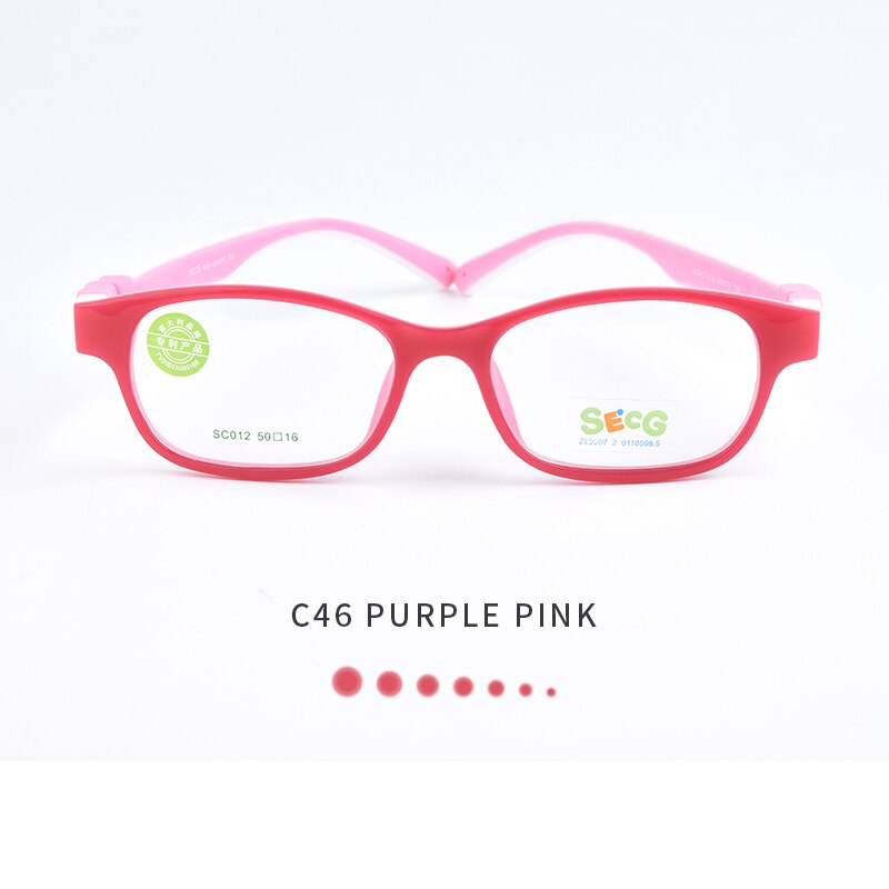 SECG óptico montura de gafas de niño TR90, gafas de sol de los niños Flexible de Protección de Niños gafas de dioptrías de goma: c46