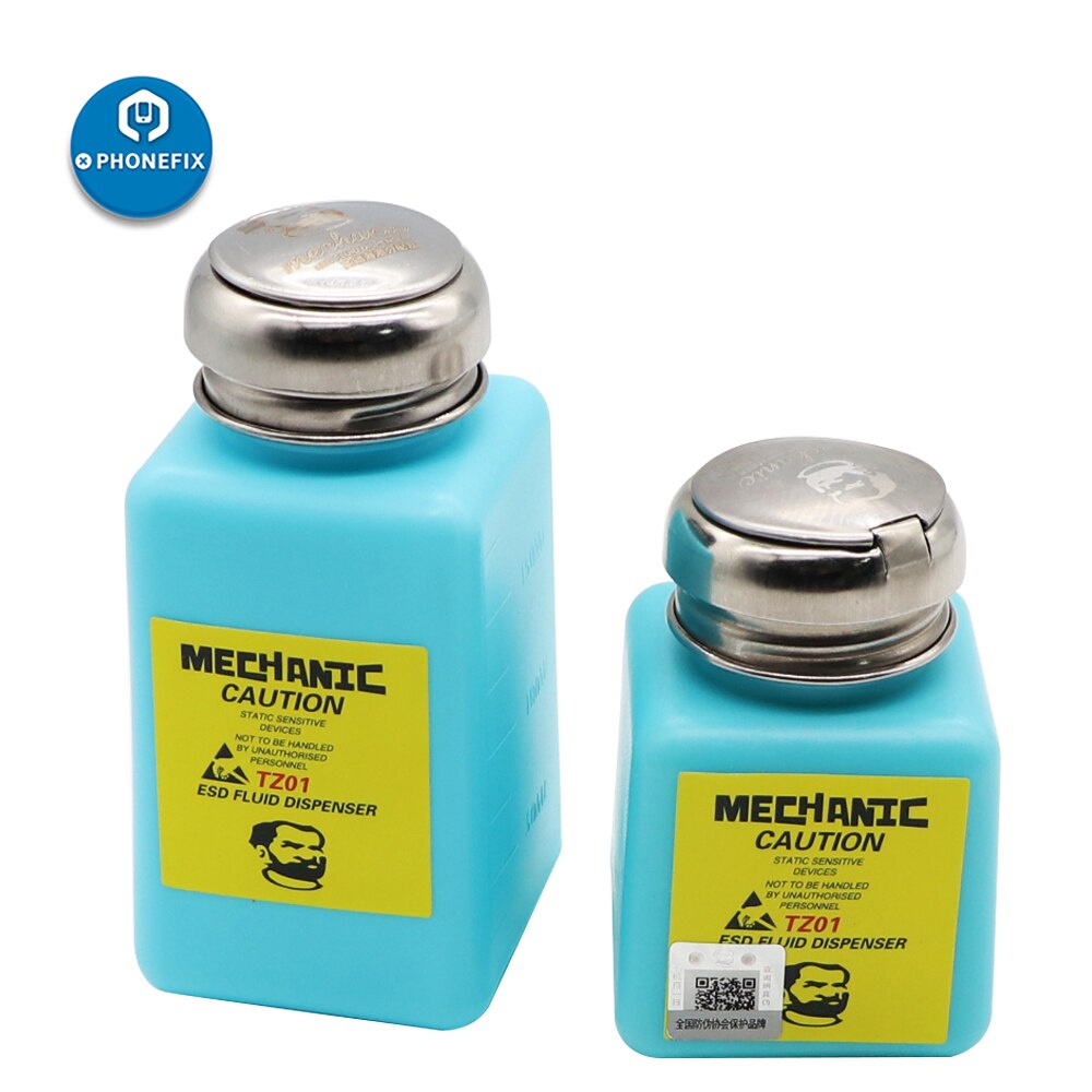 180Ml Esd Vloeistof Dispenser Monteur Plastic Alcohol Fles Metalen Cap Druk Pompen Fles Voor Soldeerbout Reparatie