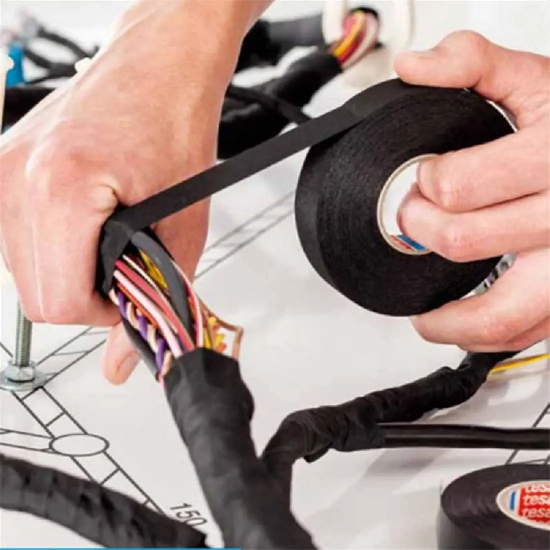 Insulation Fabric Tape High Temperature Resistant Cloth Tape Electrical Wiring Loom Cable Harness Waterproof Self-Adhesive Felt