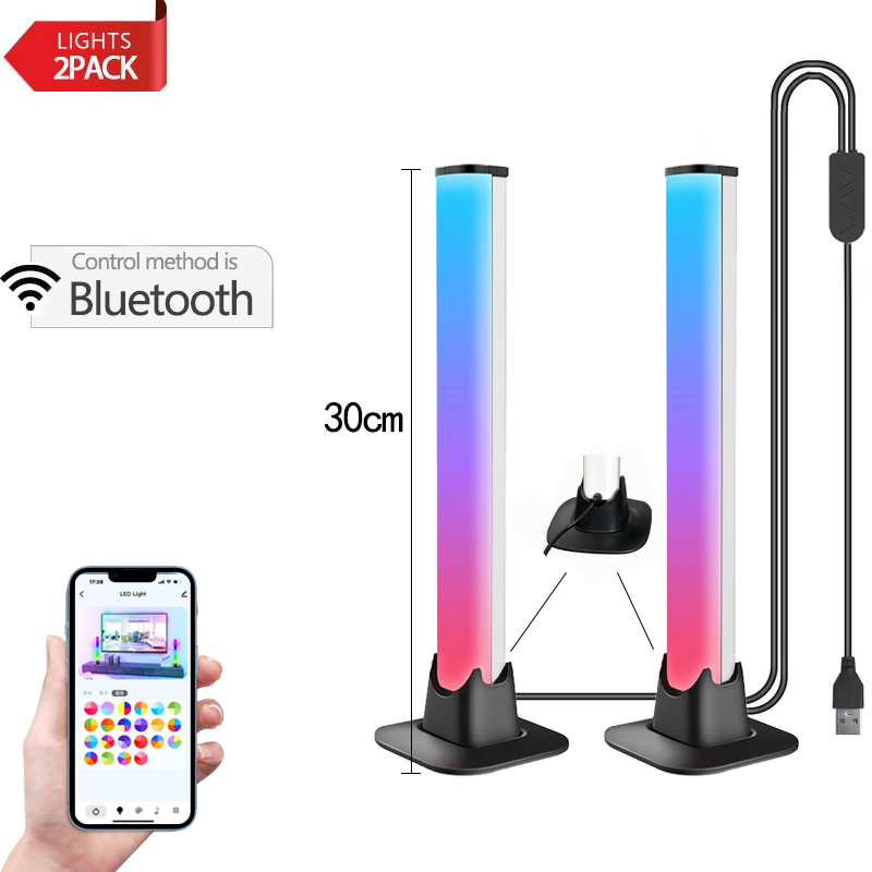 30/55cm RGB rétro-éclairage barre bureau atmosphère lumière LED musique rythme détection décoration lampe jeu chambre Festival veilleuse: Marron