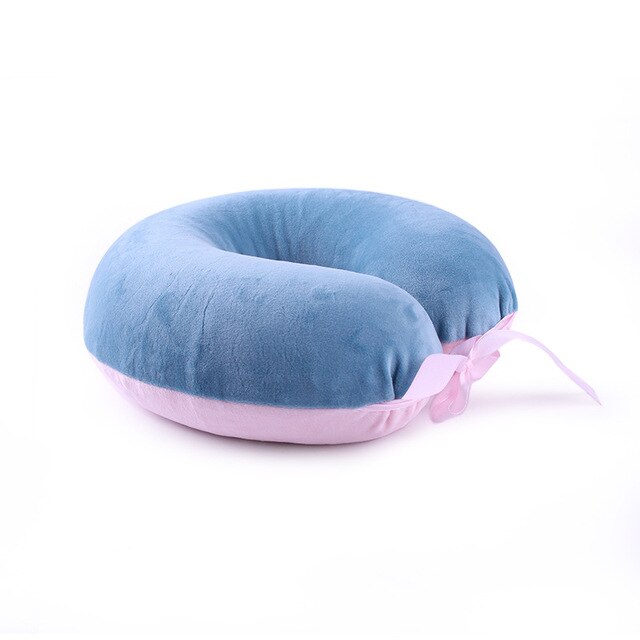 Natuurlijke Latex Reizen Nek Kussen Voor Vliegtuig U-Vormige Kussen Orthopedisch Kussen Kussens Oreiller Almohada Cervicale Poduszkap: Blue Pink