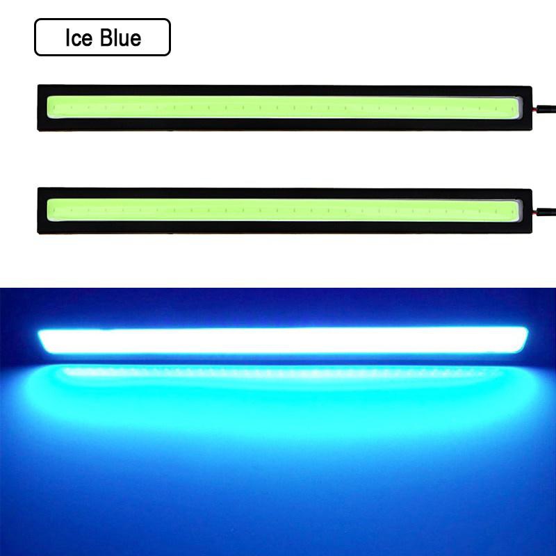 10PCS 17CM LED DRL Waterproof Driving Daytime Running Lights Strip 12V COB LED Car Aluminum Stripes Lights: Crystal Blue