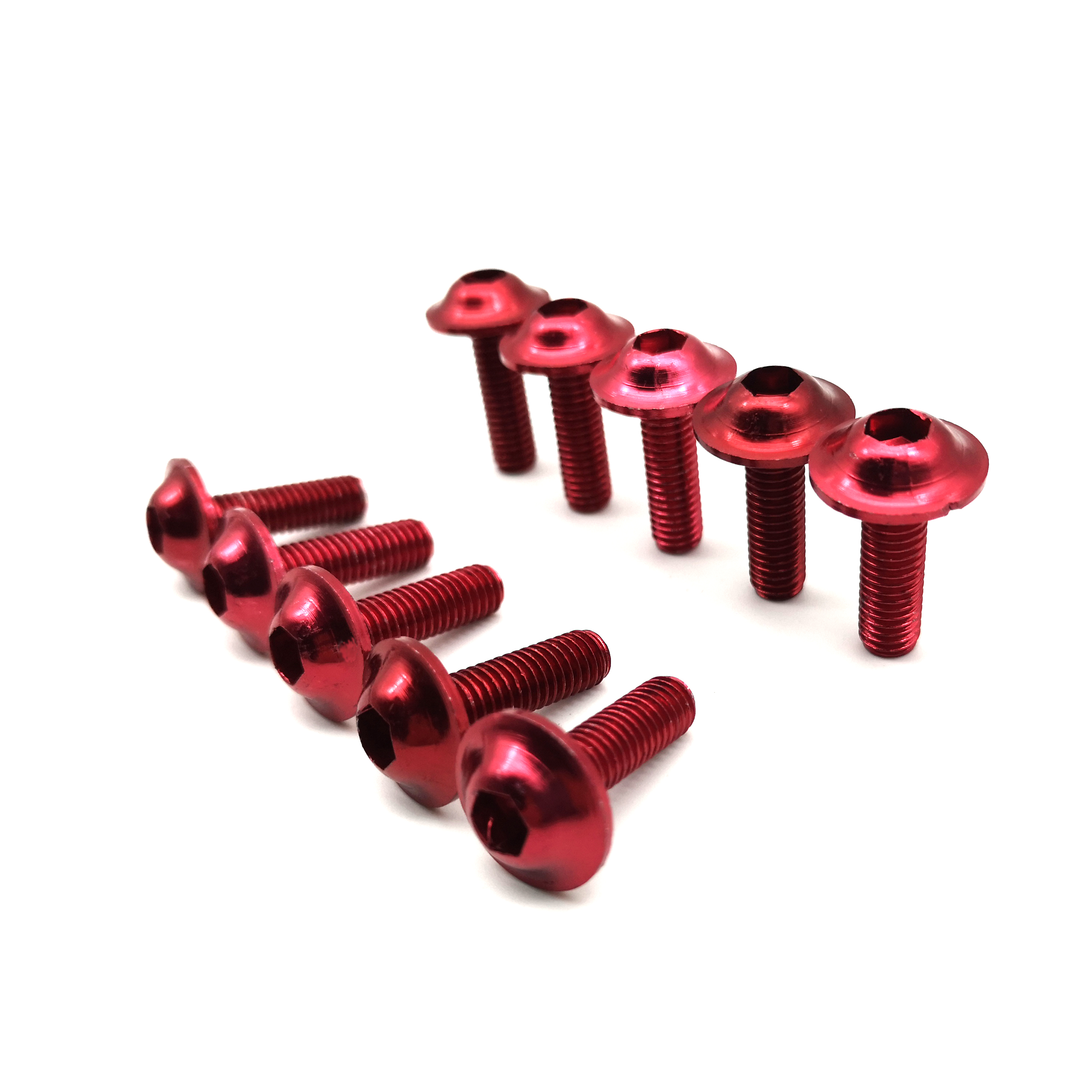 10 Uds. Tornillos de carenado de aluminio anodizado m6 x 20mm, negro, rojo, azul y dorado, tornillos para motocicleta: Rojo
