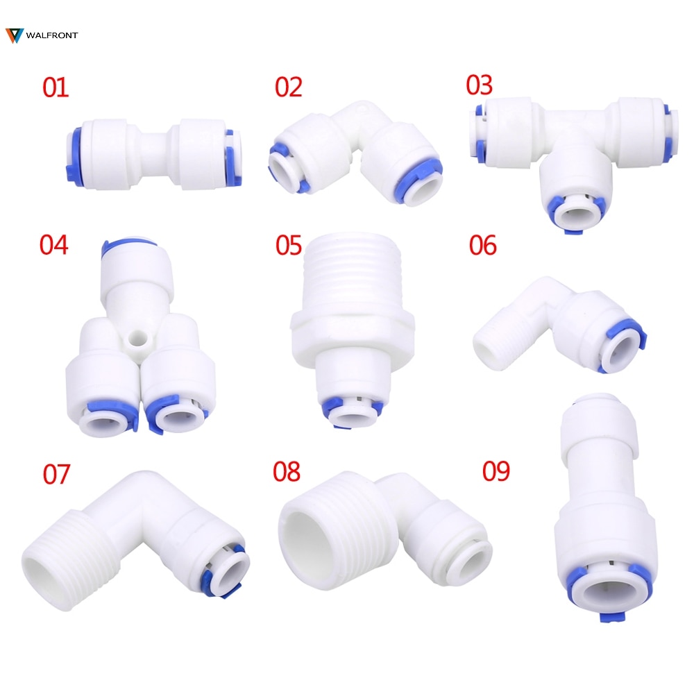 1/4" 1/2 1/8 3/8 Push Fit Couplings Reducer Elbow Tee Wye Y-shape Pipe Fittings BSP for Water Aquarium Pipe Connector OD Hose