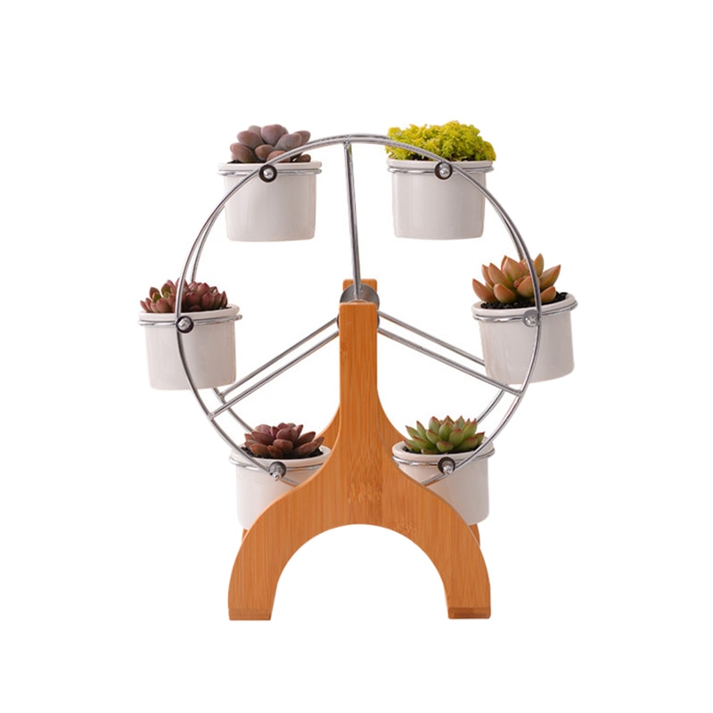 1 Set Reuzenrad Bloempotten Witte Keramische Tuin Decor Planters Succulente Planter Potten 6 Mini Bonsai Keramische Vetplant P