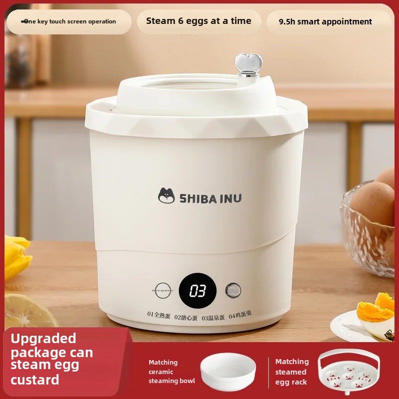 Multifunctional Egg Steamer Home Use Automatic Power Interruption Mini Egg Boiler Heart Leakage Egg Spa Egg Breakfast Machine: WHITE