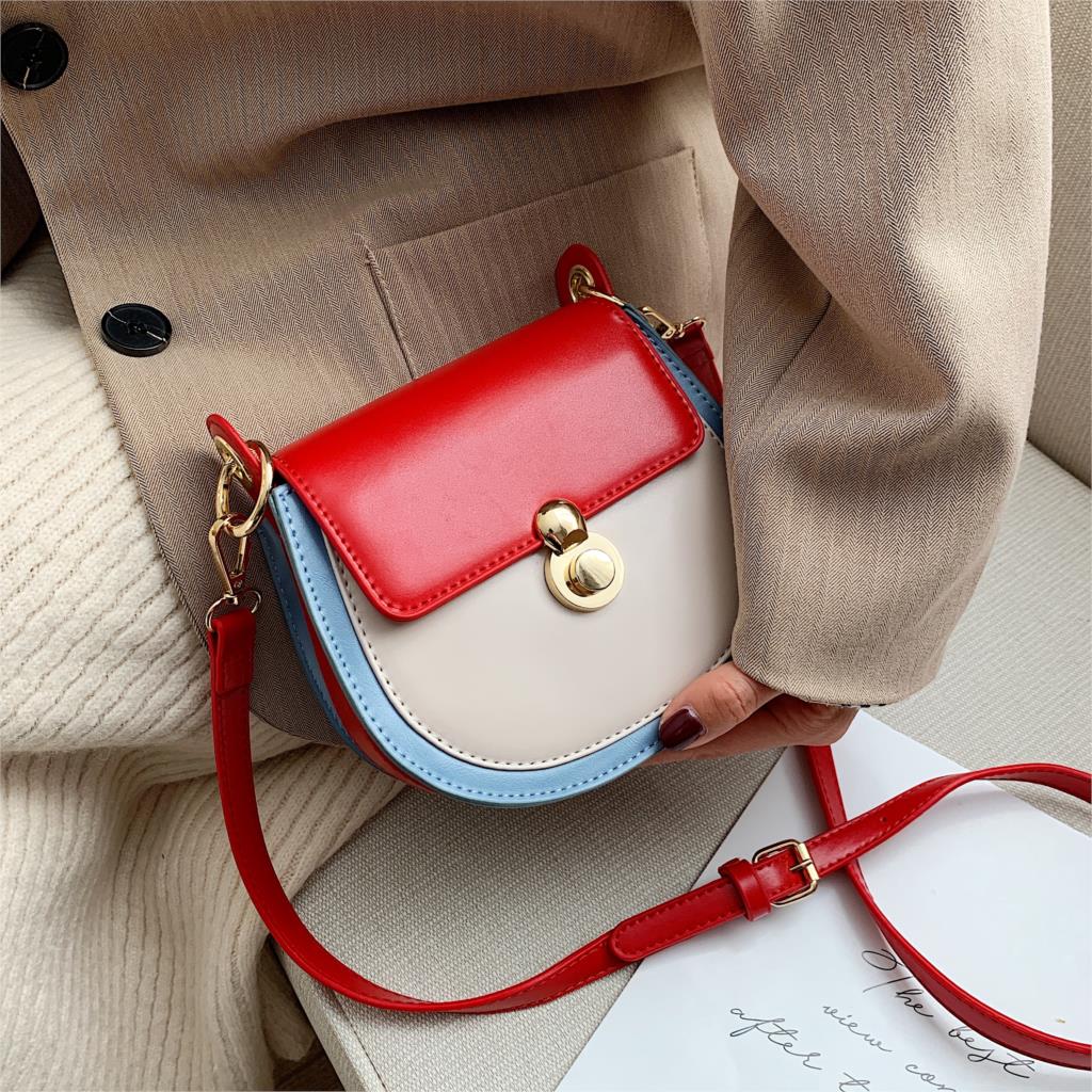 PU Leather Contrast color Crossbody Bags For Women Small Shoulder Bag Female Handbags and Purses travel bags