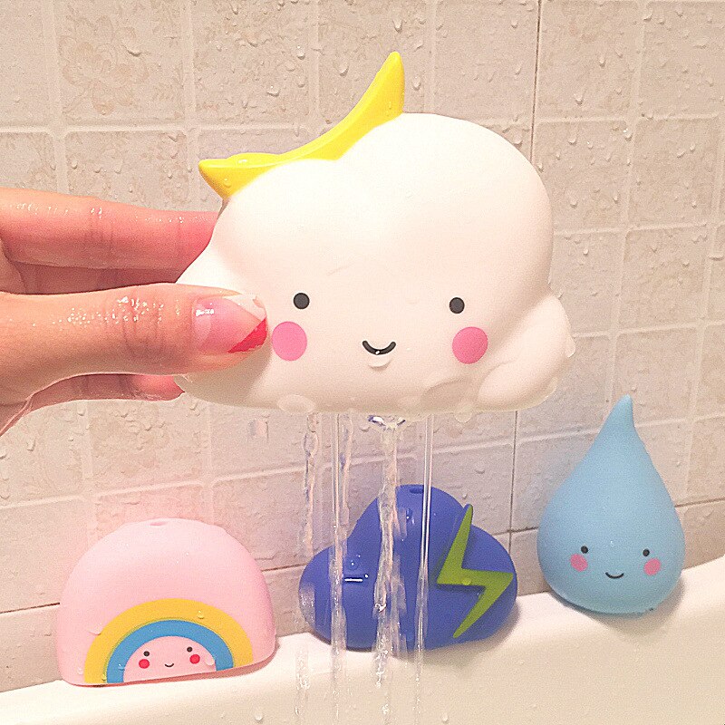 4pcs/lot Flexible Glue Meteorological Toy Clouds/Water Drops/Thunder/Rainbow Toys Children Baby Toys Bathing Water Rain Souptoys