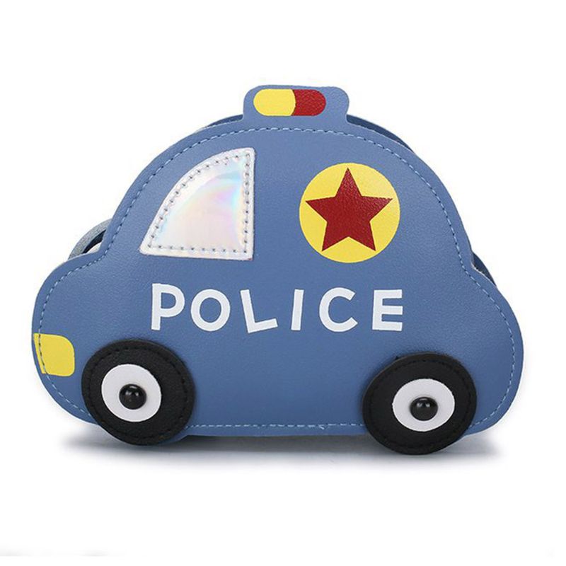 Kindermeisjes cartoon auto schoudertas crossbody tas van pu leer kleine handtas portemonnee: Blauw