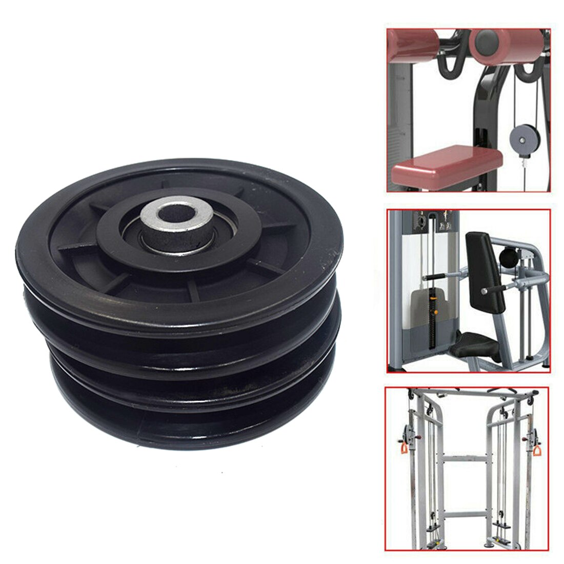 2 stk sort nylon bærende remskivehjul kabel gym fitnessudstyr 90mm/3.5 "slidstyrke nylon kabelhjul