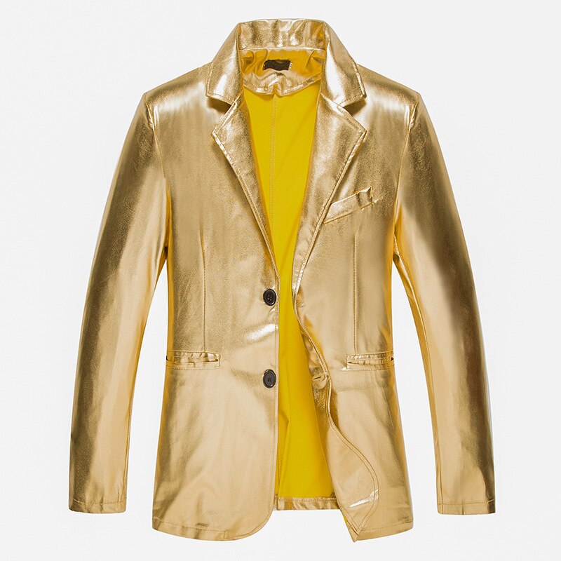 Trajes de para hombre, blazer dorado brillante, traje ajustado para club nocturno, esmoquin para anfitrión de escenario, ropa para cantante