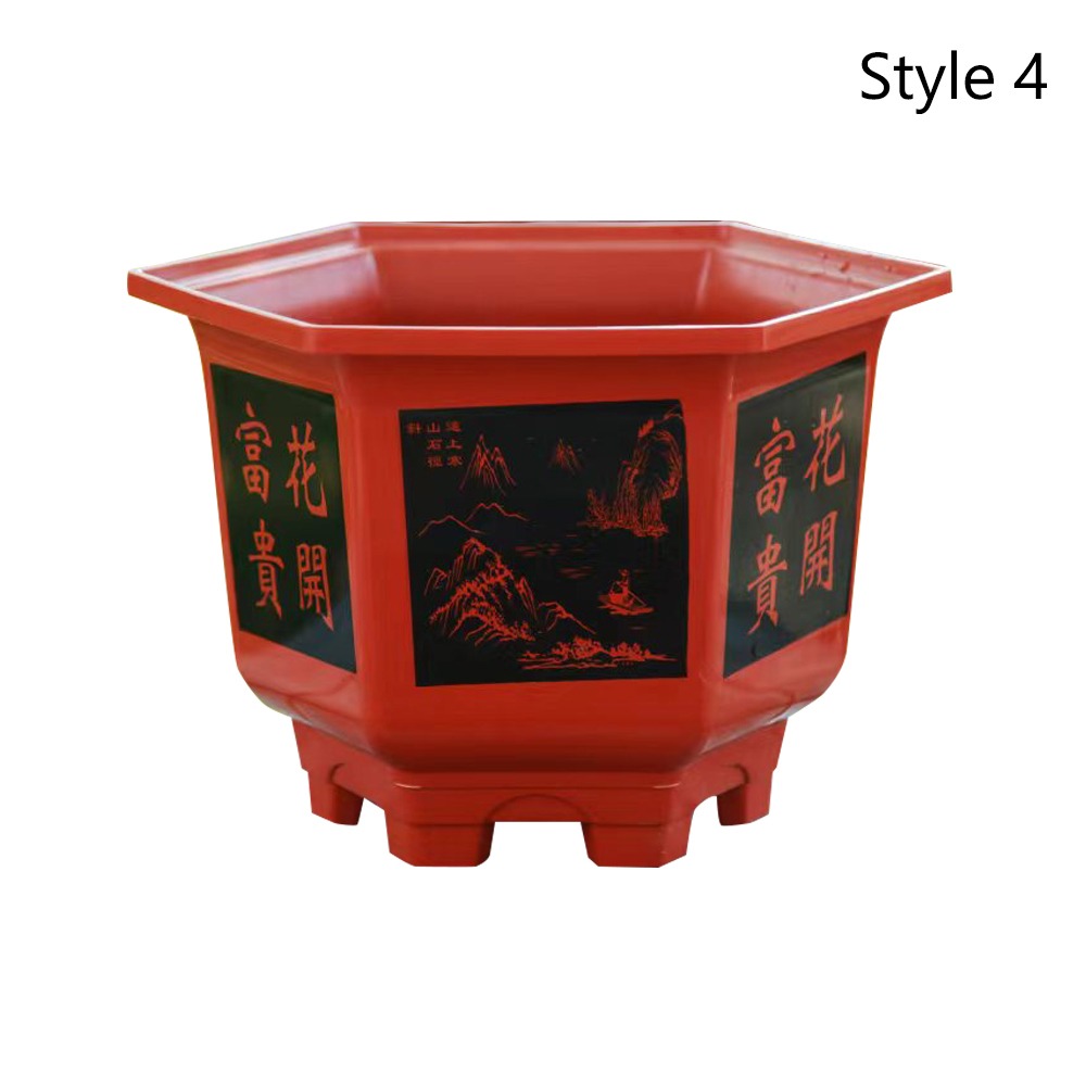 Practical Plastic Flower Pot Resin Large-diameter Potted Bonsai Garden Supplies Thickened Hydroponic Planter: Burgundy