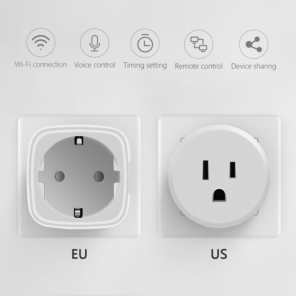 Enchufe inteligente con WiFi de 2,4G, enchufe con enchufe para hogar compatible con Tuya, Smart Life, Alexa, Google Home, 110V y 220V, adaptador de enchufe para UE y EE. UU.