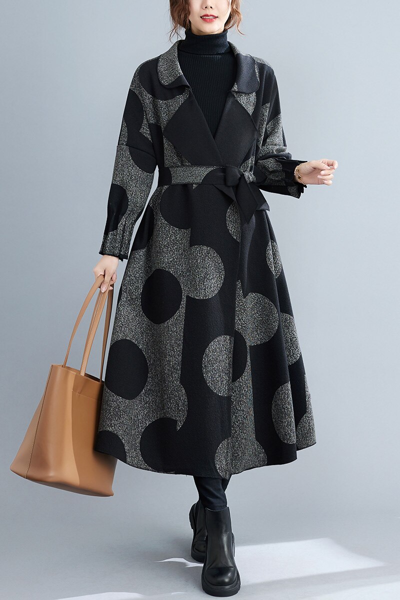 Abrigo con estampado de lunares para mujer, gabera holgada oversizd, estilo informal, cortavientos