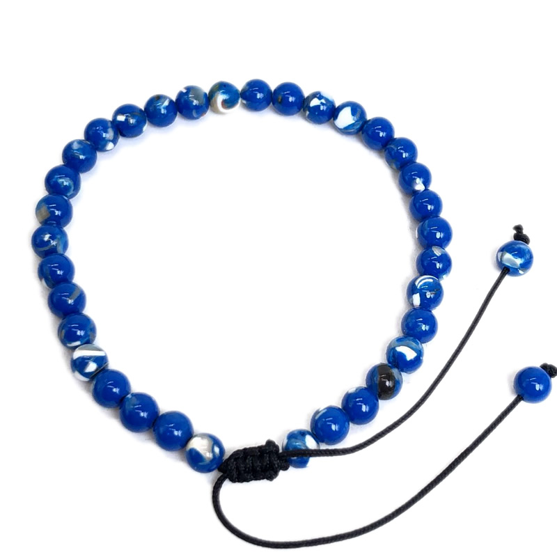 4mm Stone Beads Adjustable Bracelet For Men Shell turquoise malachite Chalcedony Onyx Woven Bracelets Women Yoga Jewelry: Black Gun Plated