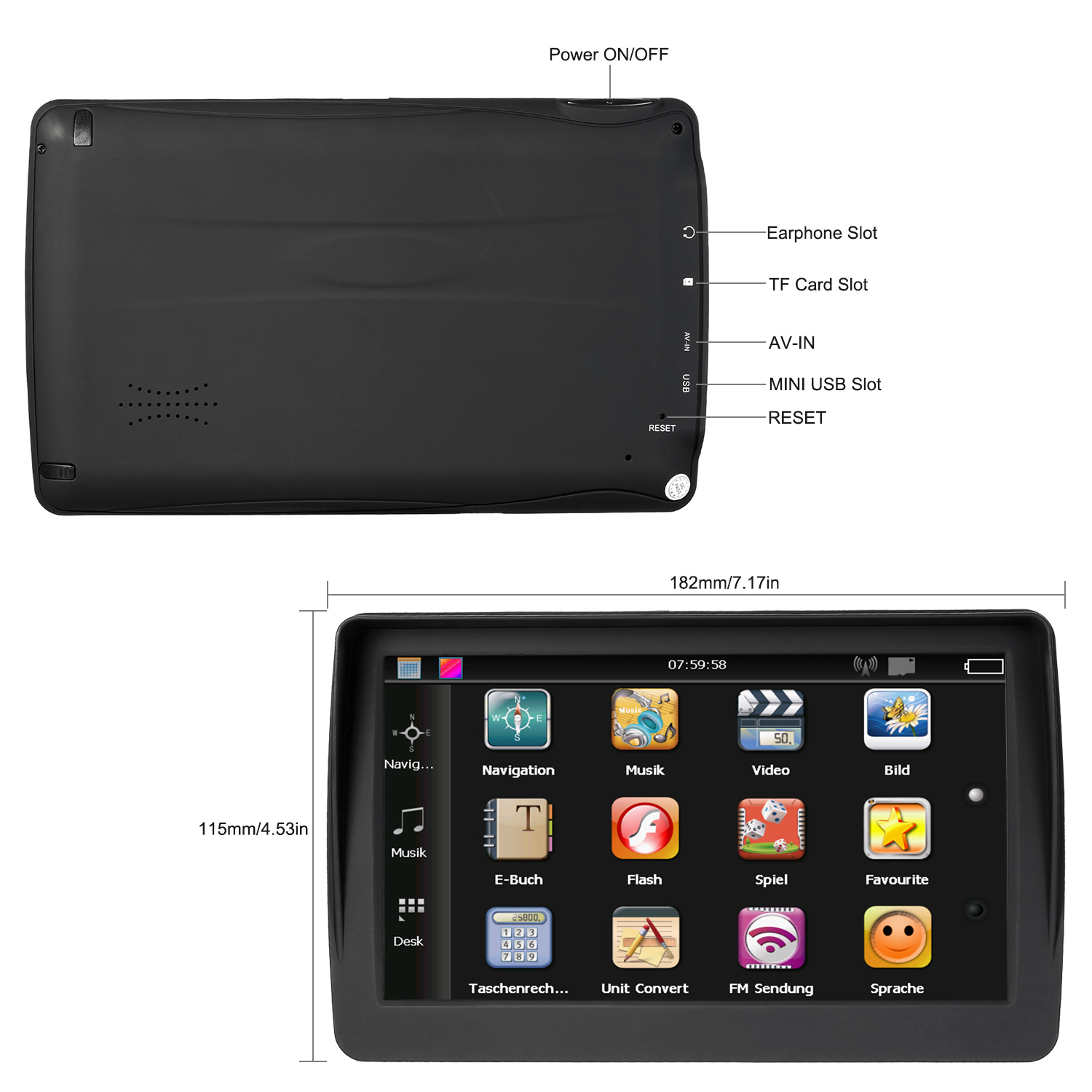 7 pouces HD voiture GPS Navigation 8G guidage vocal voiture GPS limitation de vitesse directionnelle alertes avec 3D amérique du nord/Europe cartes