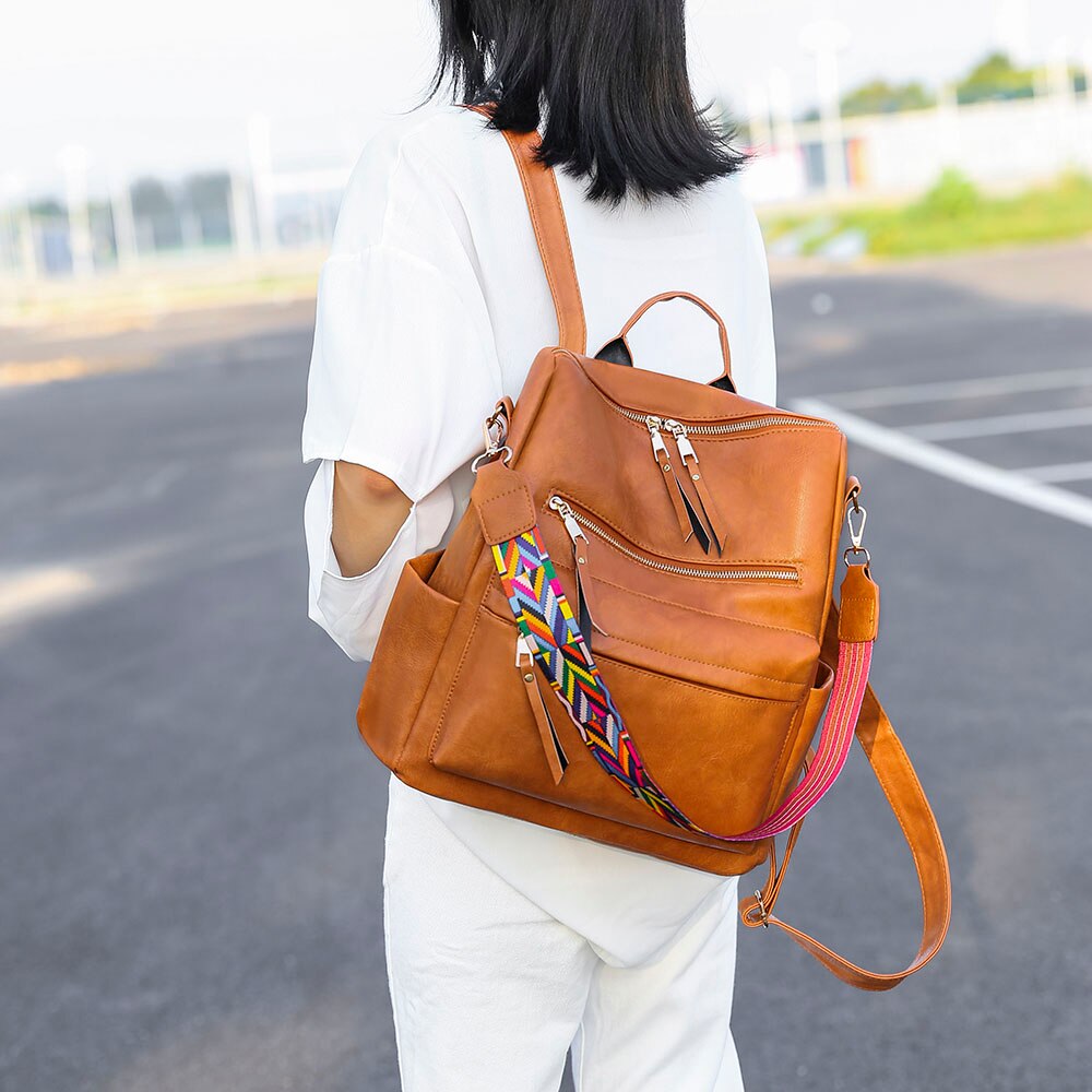 Retro Grote Rugzak Vrouwen Pu Lederen Rugzak Vrouwen Knapzak Reizen Rugzakken Schouder Schooltassen Mochila Rugzak