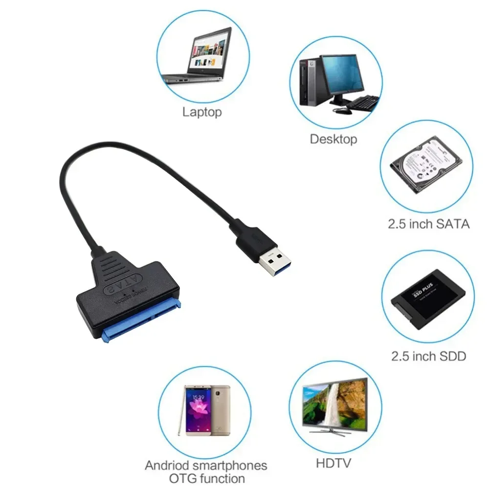 Kabel USB 3.0 SATA 3 adapter Sata robić USB 3.0 robić 6 Gb/s Obsługa 2,5-calowego zewnętrznego dysku twardego HDD SSD 22-pinowy kabel Sata III