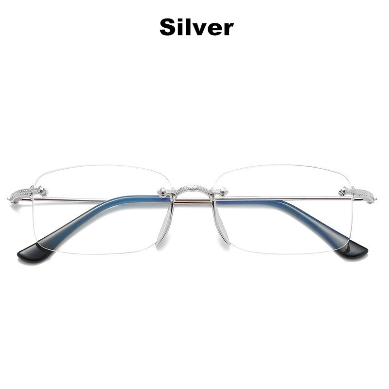 Ultralight Rimless Reading Glasses Anti Blue Light Radiation Computer Presbyopia Readers Spectacleso Reader Kulary 1.0 To 4.0: +300 / silver