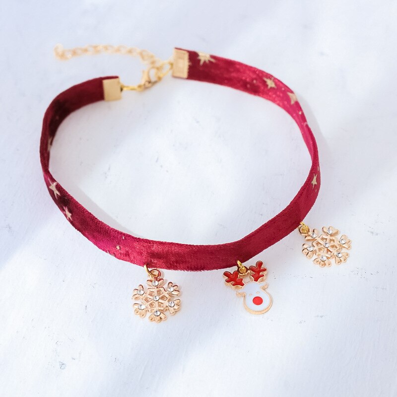 Collier ajustable en velours pour chat, tailles S M L, bronze, étoile, arête de poisson, flocon de neige, élan, chauve-souris, Chic, accessoires pour animaux de compagnie, à la , pour chiot, chaton: Elk / M