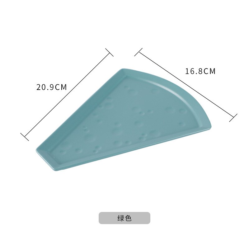 Pizza Shape ceramic grid fruit plate snack plate serving platter small dish tray Home desktop dried fruit snack tray: Green