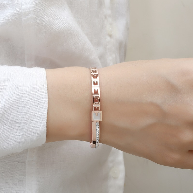 Mode Bangle Sieraden 316 Roestvrij Staal Rose Gouden Kristallen Armband Voor Vrouwen Best Accessoires