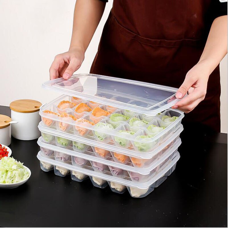 SHENHOONG 1 layer Storage Holder Refrigerator Fresh-keeping Plastic Case Portable Dumpling Box Container