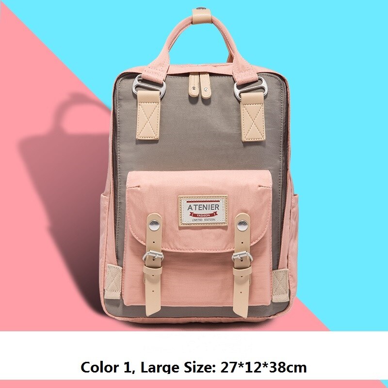 Mädchen-Rucksack aus Segeltuch mit Krapfen-motiv, schülerinnen-Rucksack in bonbonfarben, wasserdicht, schulrucksack, freizeit-reiserucksack, mochila feminina: Große 3