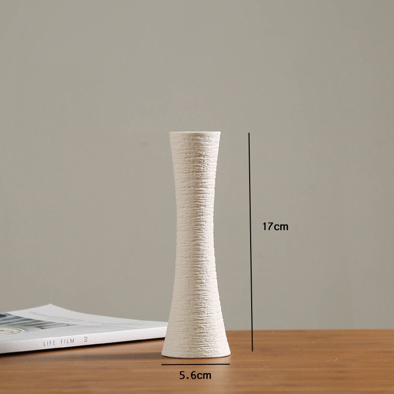 Hvit vase keramikk vase hjemmedekorasjon tilbehør tørr blomst moderne minimalistiske litterære vaser for blomster ev dekorasyon: 3