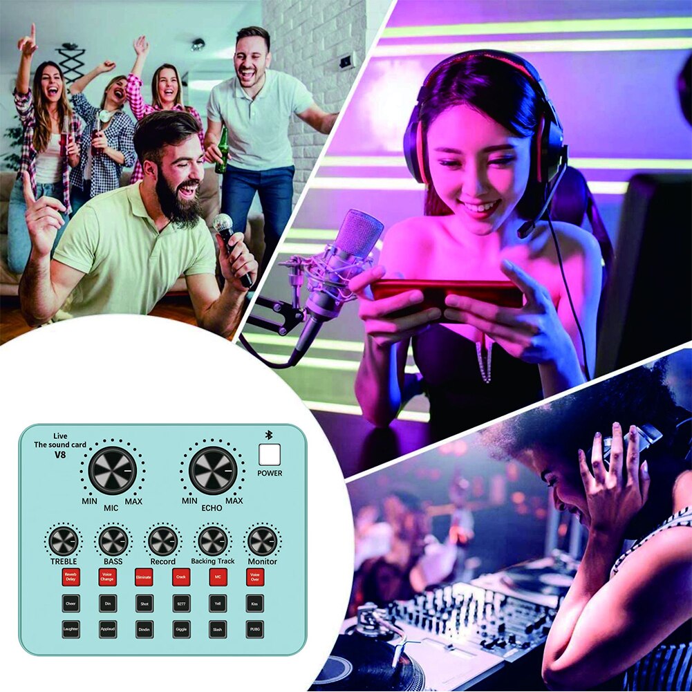 Voice Changer Multiple Effects Audio Mixer Live Sound Card Music Recording Phone Computer Karaoke Singing Broadcast