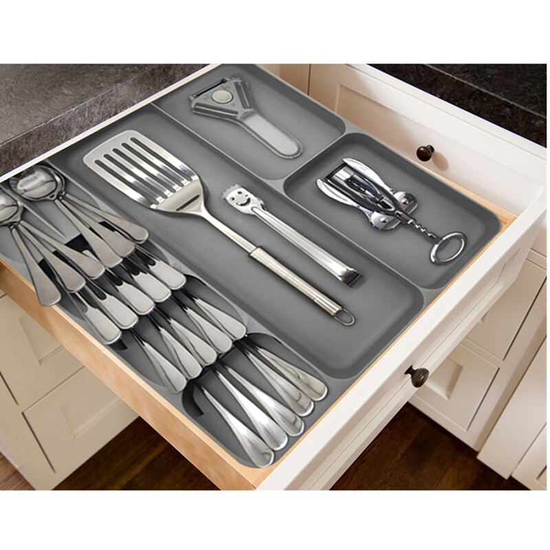 Boîte Rangement Alimentaire Boîte De Rangement Cuisine Avec Couvercle - Plastique Blanc 27.8x12.2x7 Cm - Pour Couverts, épices, Cosmétiques - Égouttoir Intégré
