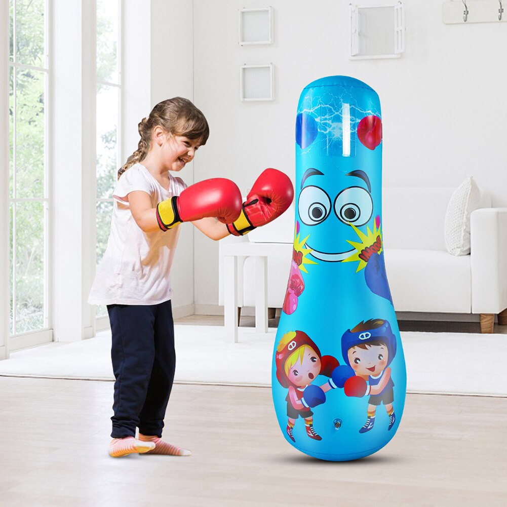 Bolsa de boxeo inflable para niños, saco de arena grueso de PVC, columna de vaso, juguetes deportivos, postes para golpear