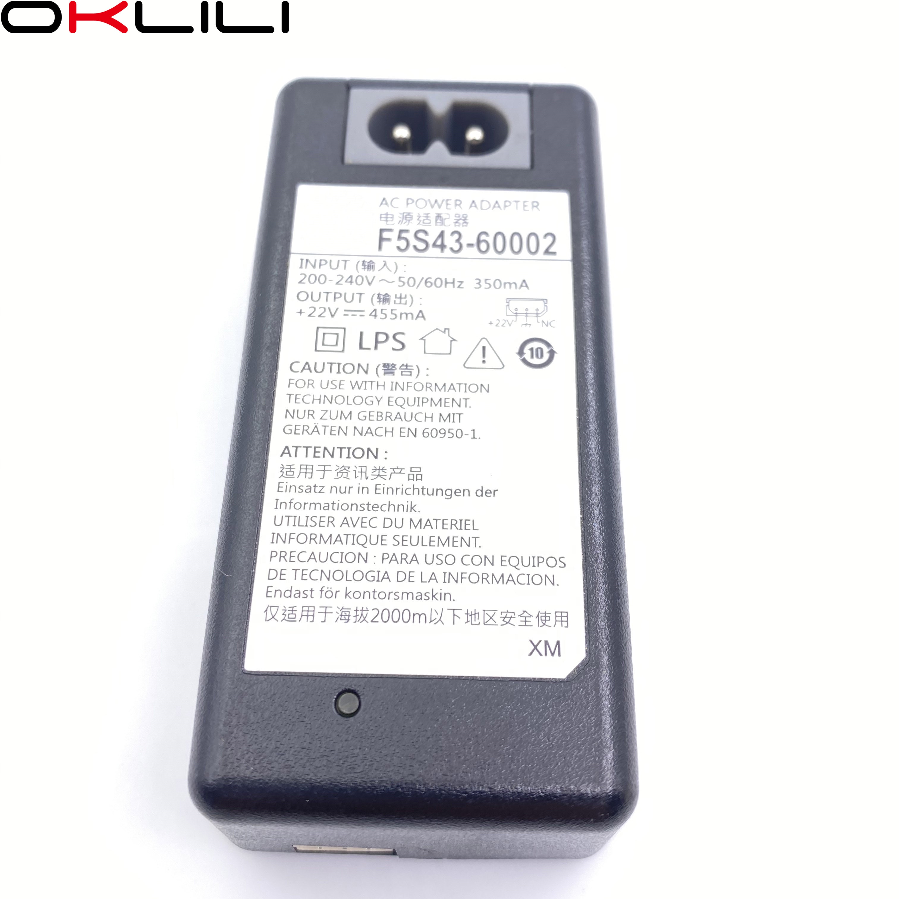 F5S43-60001 AC adaptateur chargeur alimentation + 22V 455mA pour HP 1110 1112 1115 3830 3832 3833 2130 2600 3630 3635 3700 3830 3755