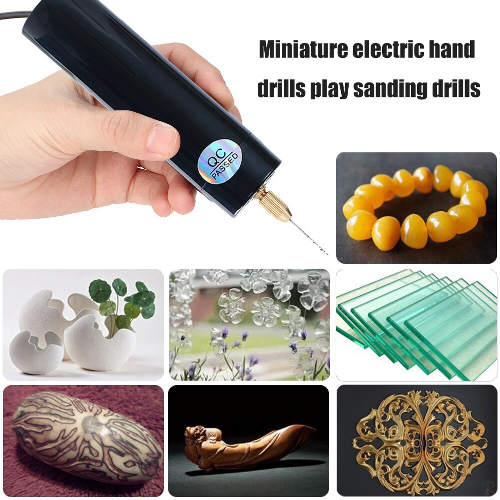 Miniature Drill USB Powered Handheld Rotary Drill Set with Twist Drill Hand for Electric Grinding Machine Jewelry Making Tools