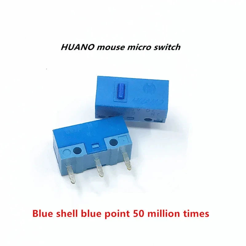 1Pcs Authentic HUANO mouse micro switch button white yellow blue pink green dot blue shell white dot General 3-pin switch: black