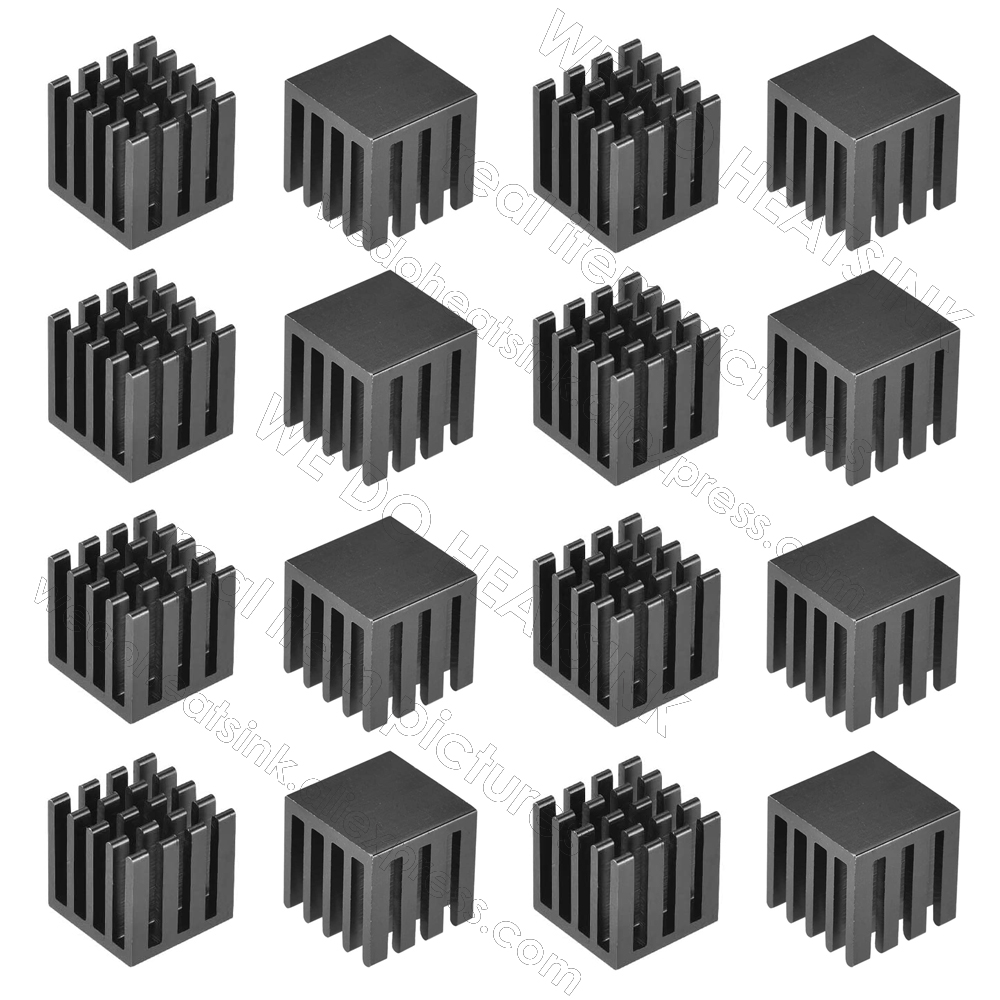 DISSIPADOR DE CALOR WE DO 15x15x15mm sin o con almohadilla térmica tamaño de cubo pequeño disipador de calor de aluminio ranurado anodizado negro radiador enfriador