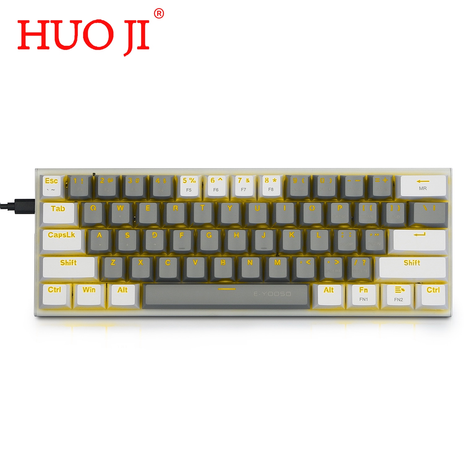 HUO JI E-YOOSO Z-11 Wired 60% Mechanical Keyboard Tenkeyless Anti-Ghosting Linear Blue Switch Led Backlit Removable Cable