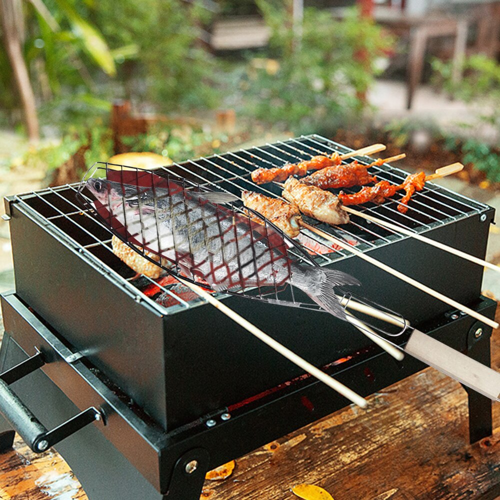 1pc fisk grill kurv bbq fisk grill tilbehør grill kurv grill nett biff kjøtt grønnsak holder verktøy