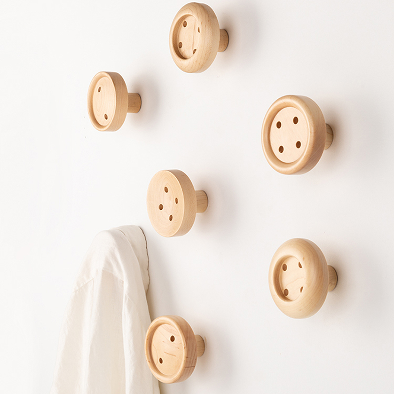 Huishoudelijke Muur Gemonteerde Massief Houten Decoratieve Haken, Eenvoudige Slaapkamer Muur Kapstok, Houten Creatieve Kleding Opberghaken