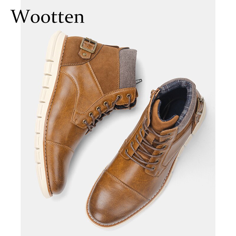 Botas de hombres nuevos botines de otoño vogue vintage cómodas botas de piel de de