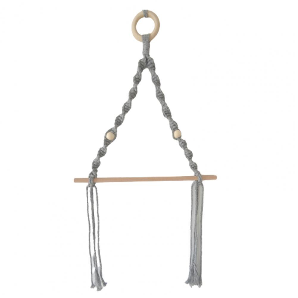 Boho Paper Towel Holder Multifunctional Wood Cotton Rope Towel Storage Rack Paper Towel Hanging for Kitchen Bathroom Wall Decor: Grey