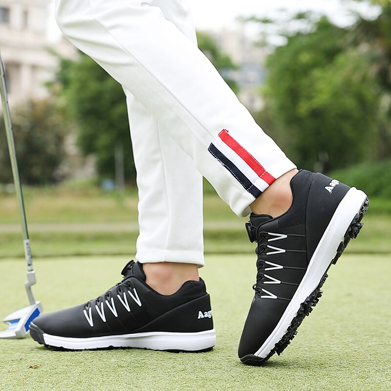 Golf Shoes Men Big Size 39-47 Sports Shoes Waterproof Knobs Buckle Breathable Anti-slip Golf Shoe Mens Training Black Sneakers